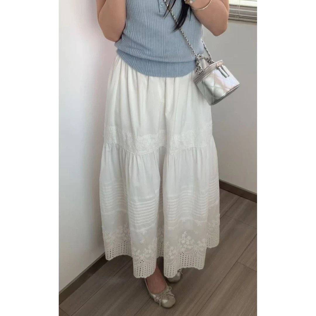 【阿凯自制】8262 韩系重工刺绣小清新减龄半身裙（裙长84）