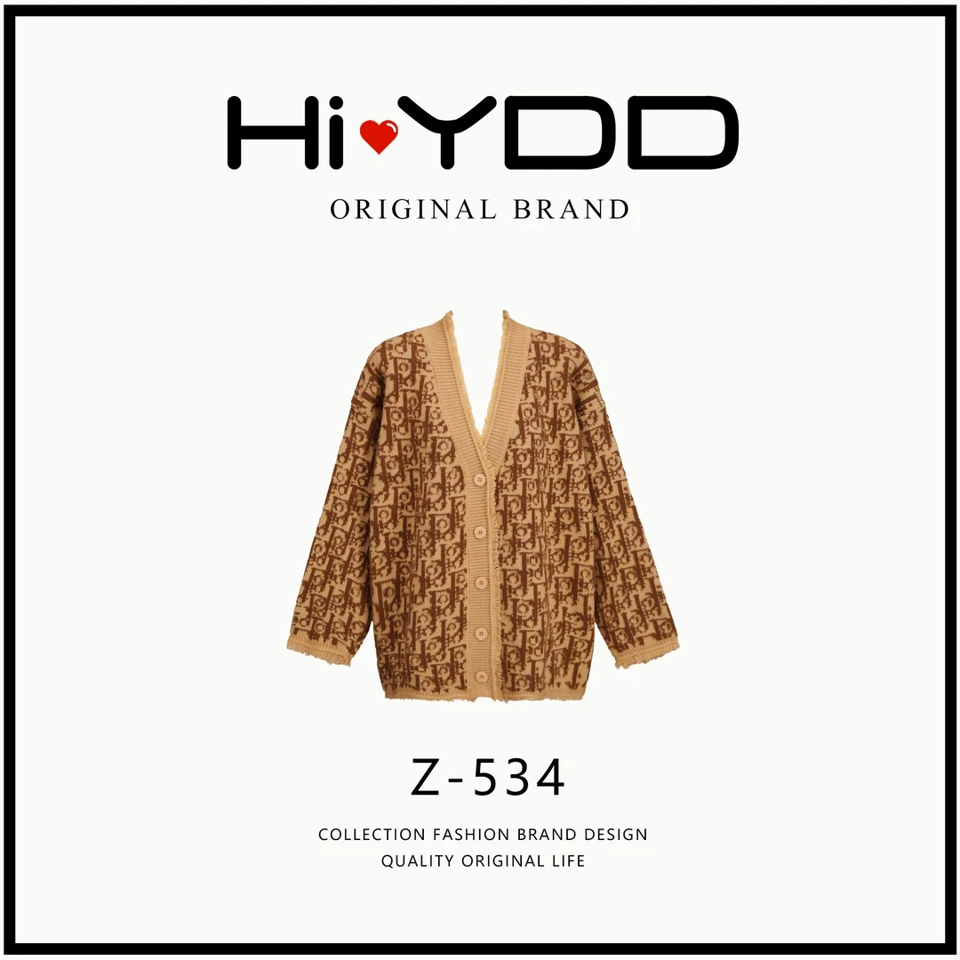 YDD•「Z-534」秋季拼接印花满字母提花D针织开衫轻奢毛衣外套HH-363