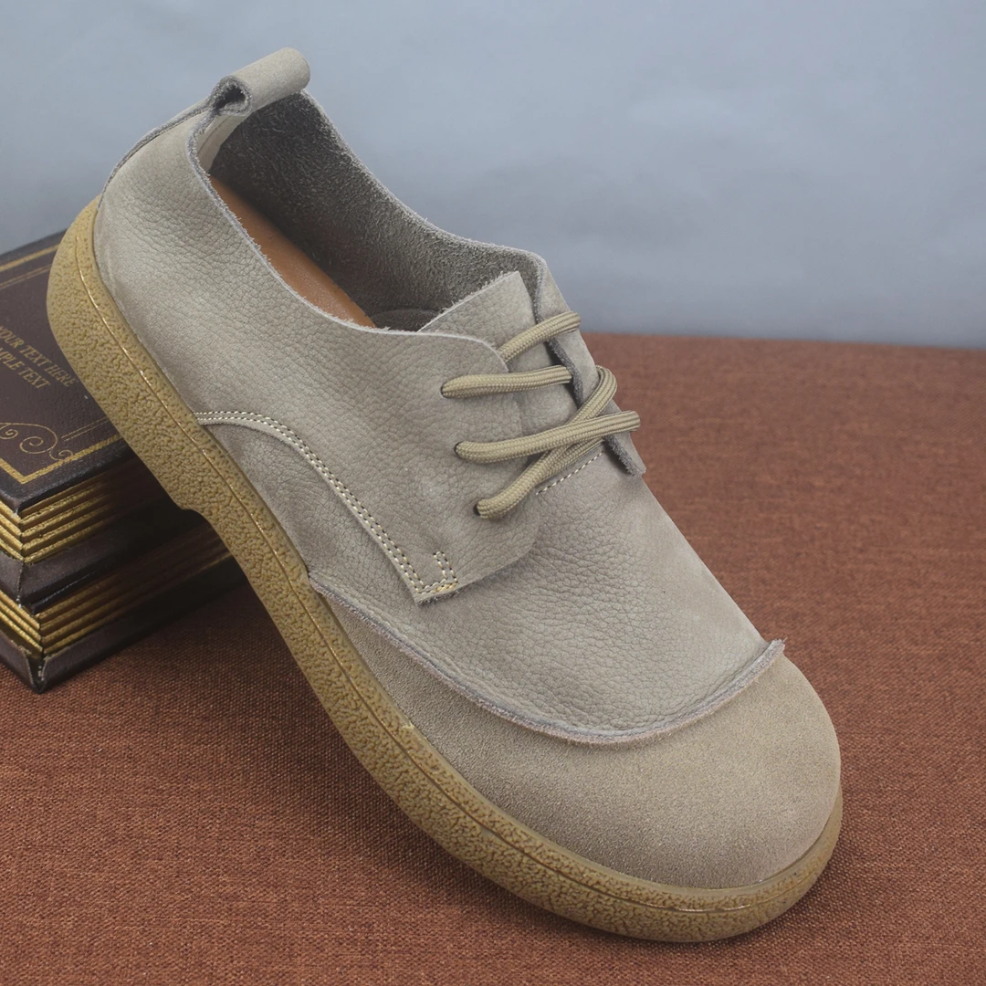 EAEOVNI男鞋透气单层皮复古潮流休闲鞋男磨砂皮软底软面男士皮鞋