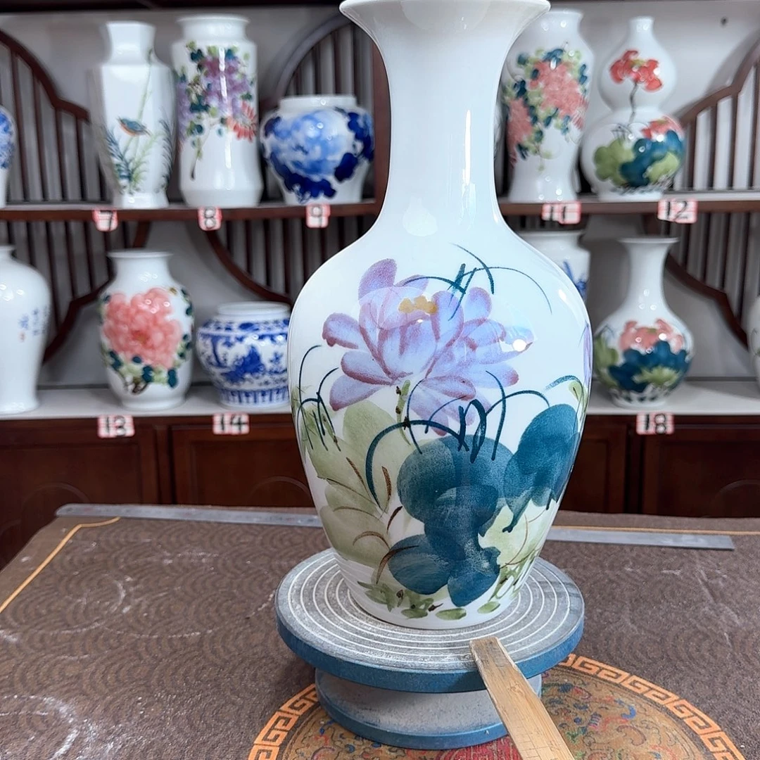 摆件景德镇陶瓷棒紫荷