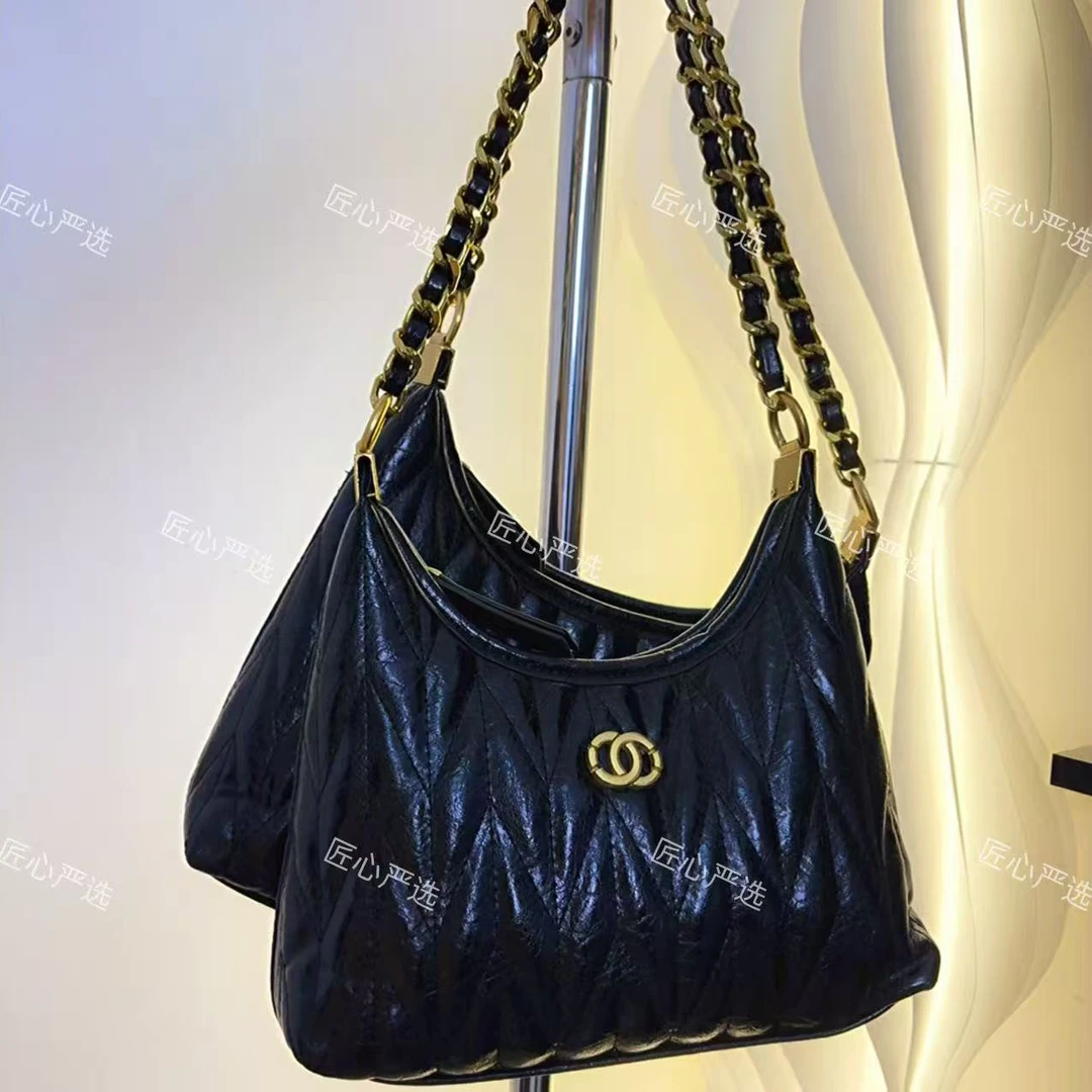 【匠心】黑金舞曲托特包包女小众法式香风菱格包链条单肩斜挎包