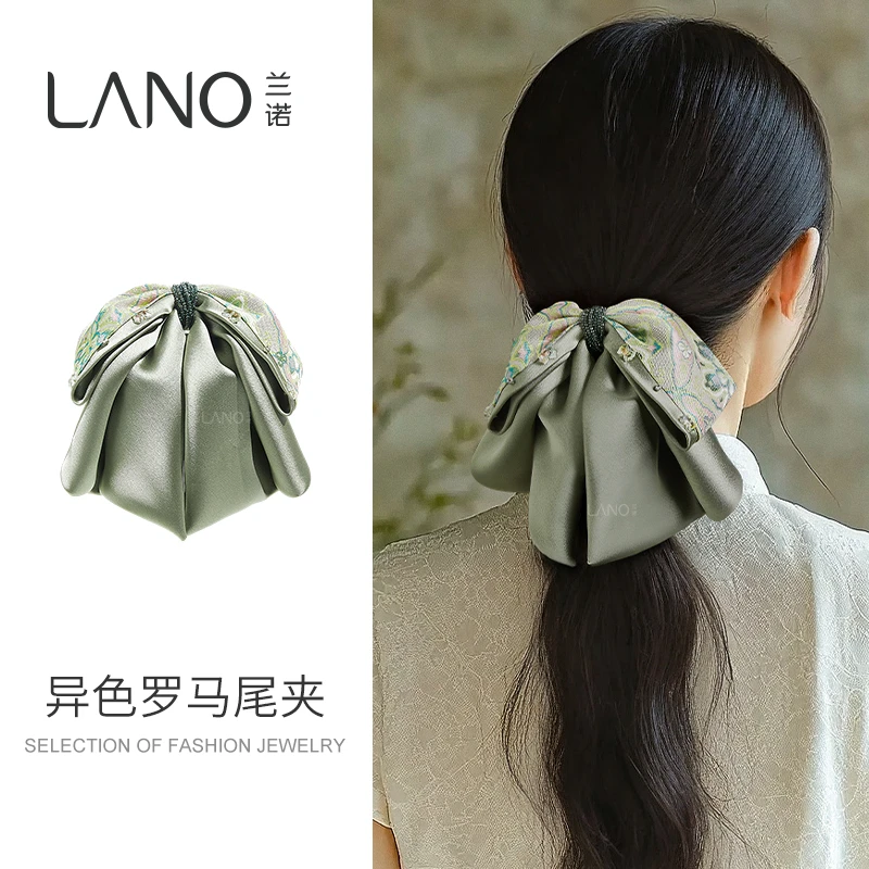 兰诺【春禧】异色罗布艺真丝抓夹新中式蝴蝶结抓夹气质高级感发饰