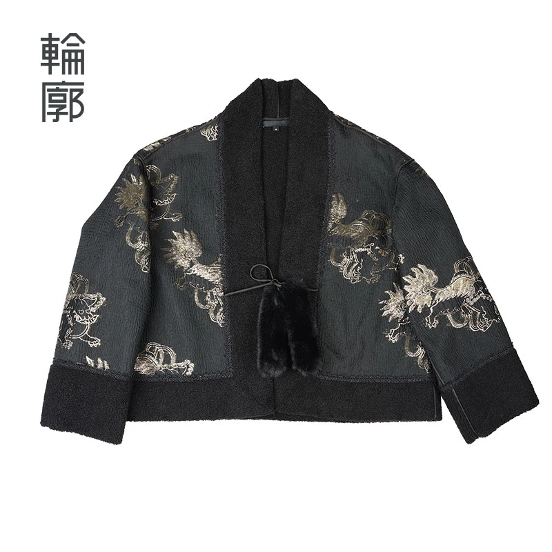 轮廓新中式复古短外套气质时尚休闲提花秋冬宽松上衣L244Y033