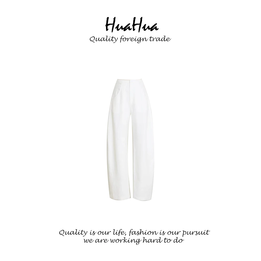 AL 【100%亚麻】夏季新款阔腿女垂感拖地宽松休闲香蕉裤 AL25501