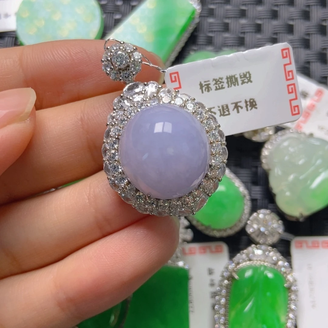 翡翠银S925镶嵌颈饰