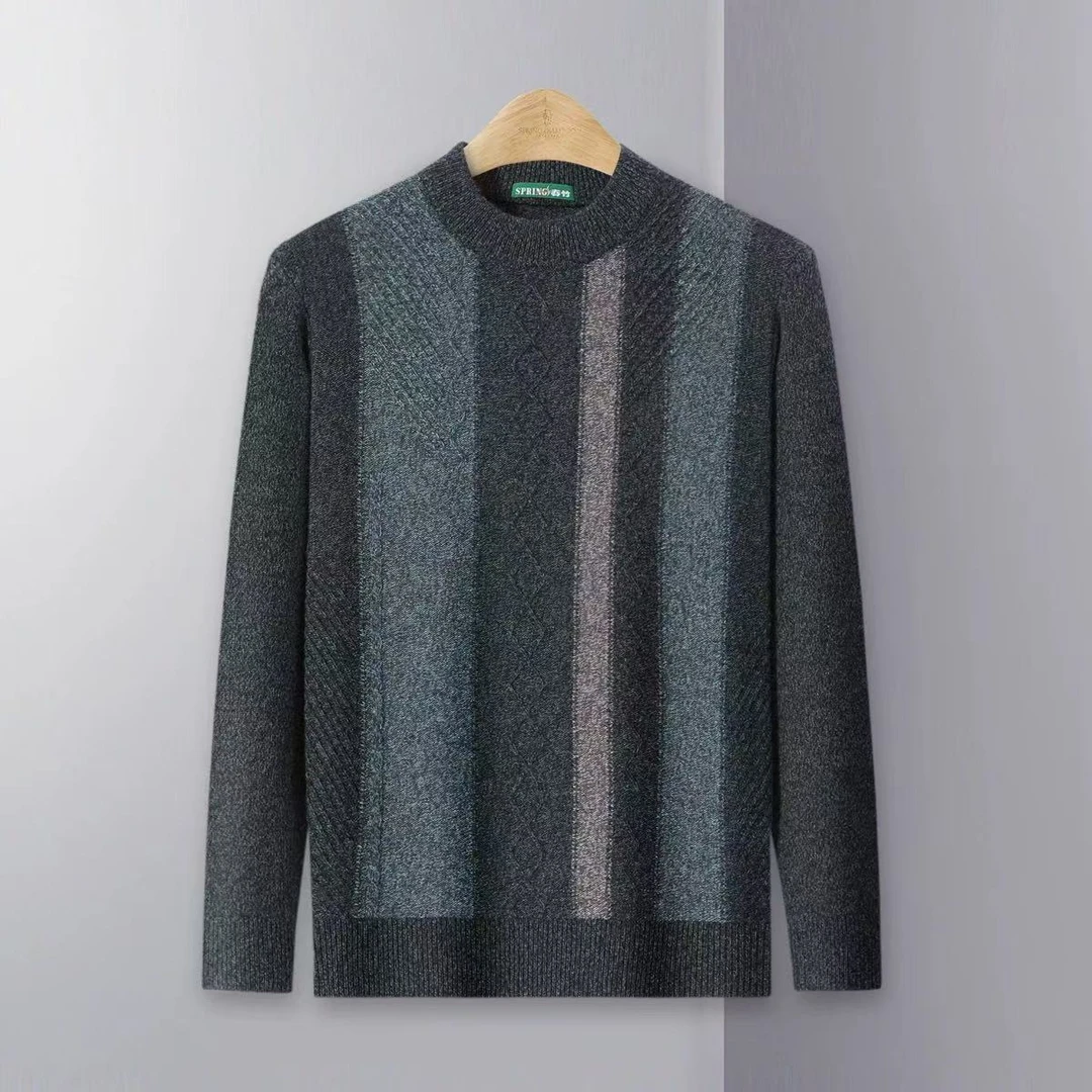 〖蕙子严选〗ZH 57220新款男士简约竖条百搭高质全羊毛衫