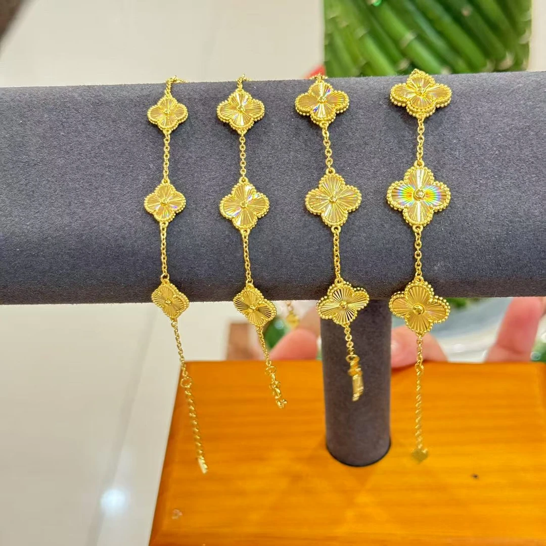 Q【幻彩镭射五花手链合集】--足金999-精工5G多样性发一