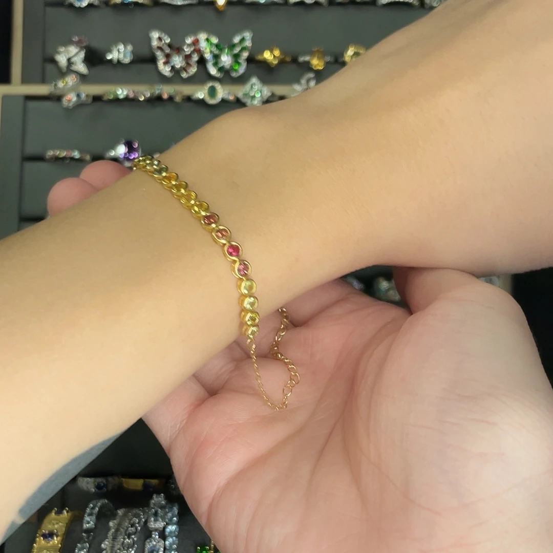 手链银S925镶嵌碧玺