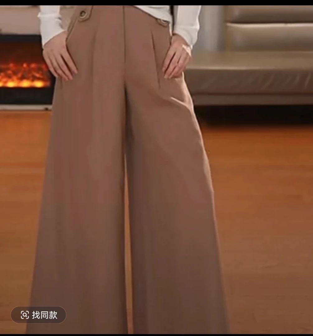商场同款时尚休闲通勤绵羊毛直筒裤女510027