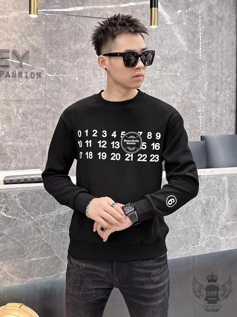 欧版重工烫钻印花长袖卫衣帅气男士圆领潮牌T恤卫衣/6882/P2