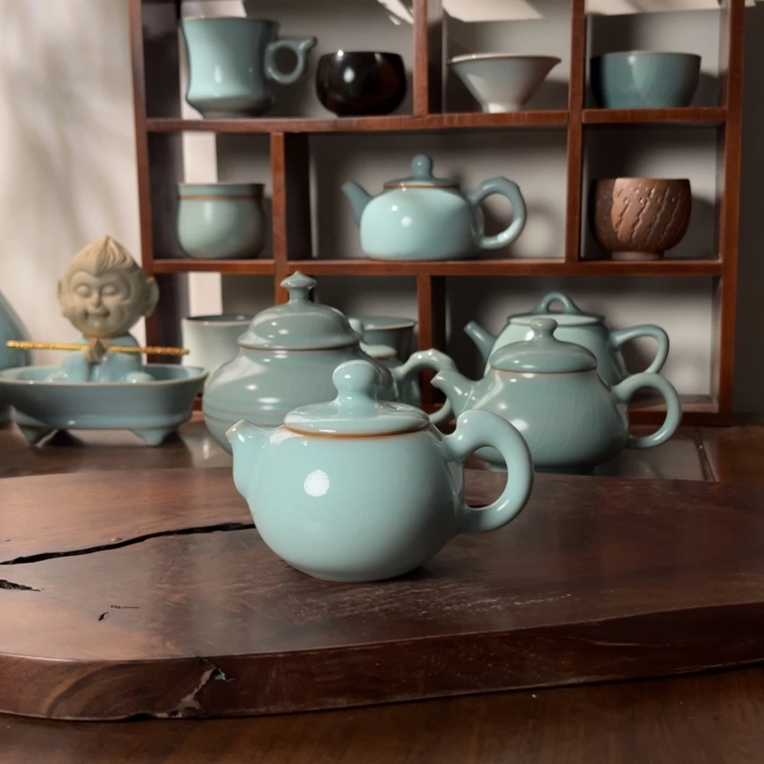 杯花***强天青釉豆豆壶