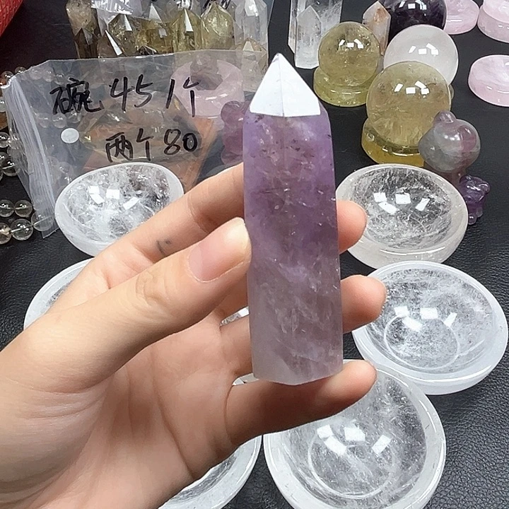 珠宝半成品未镶嵌紫晶66水晶石