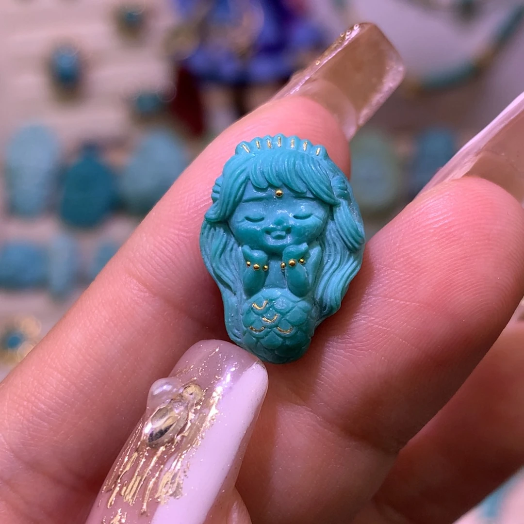 绿松石珠宝奇石未镶嵌美人鱼