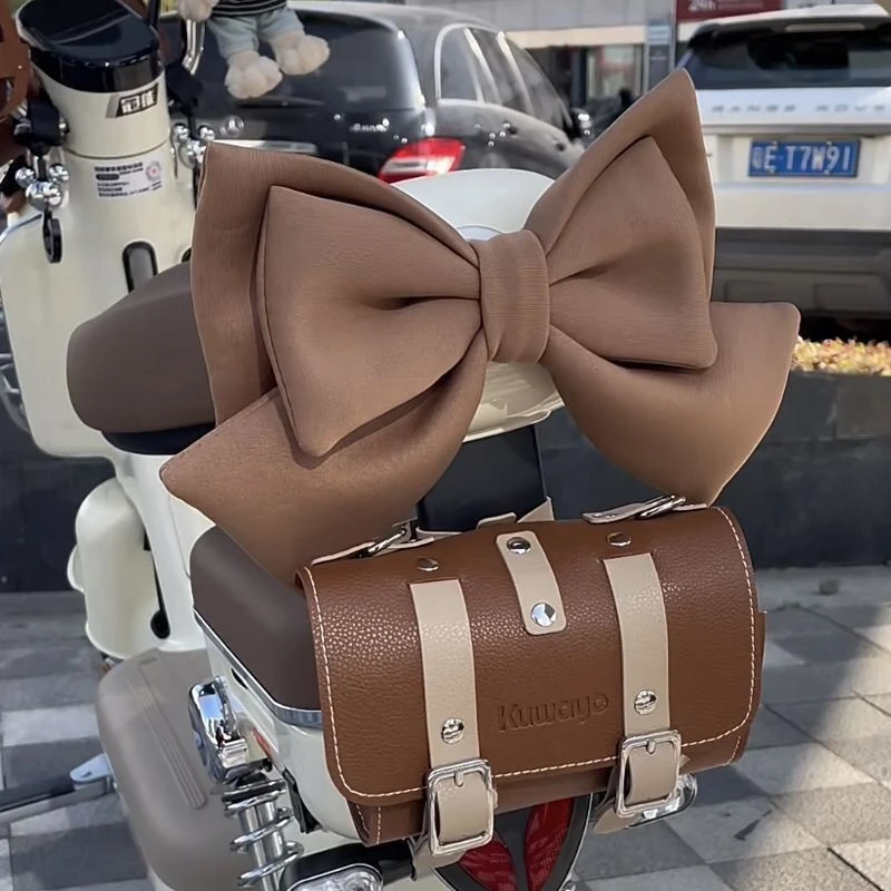 摩托车电瓶车后座汽车装饰晴天露娜车电动车摆件后座尾贴蝴蝶结