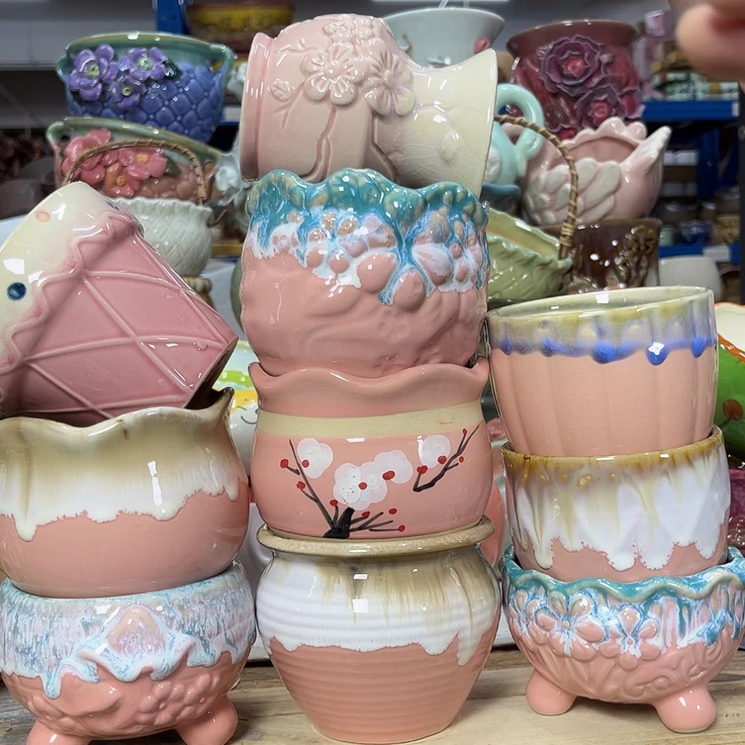 陶瓷陶瓷花盆特价上新口7-10厘米