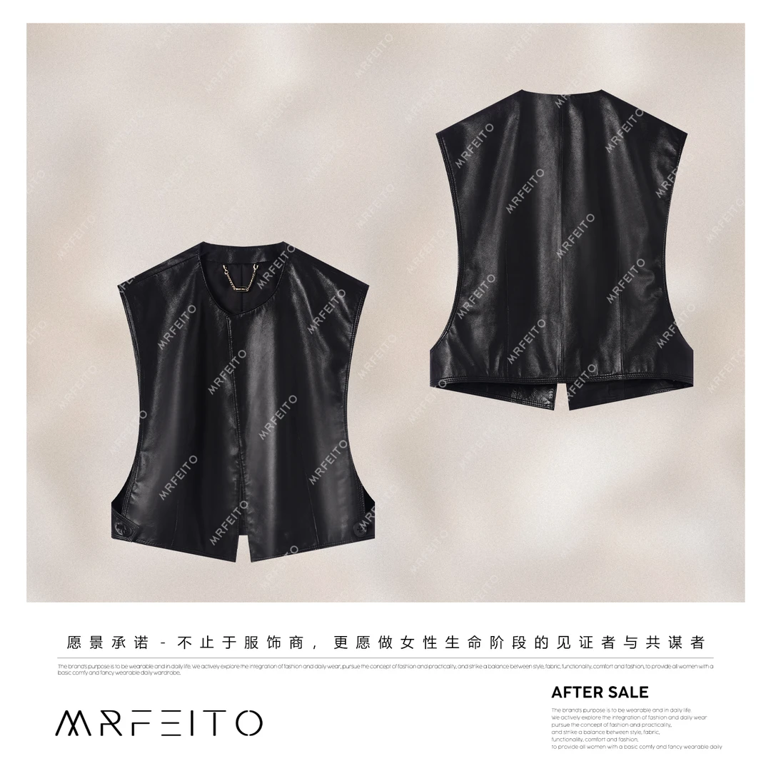 MRFEITO菲爷驾到【简驭】简约下摆设计感绵羊皮马甲H207MA02Q33127