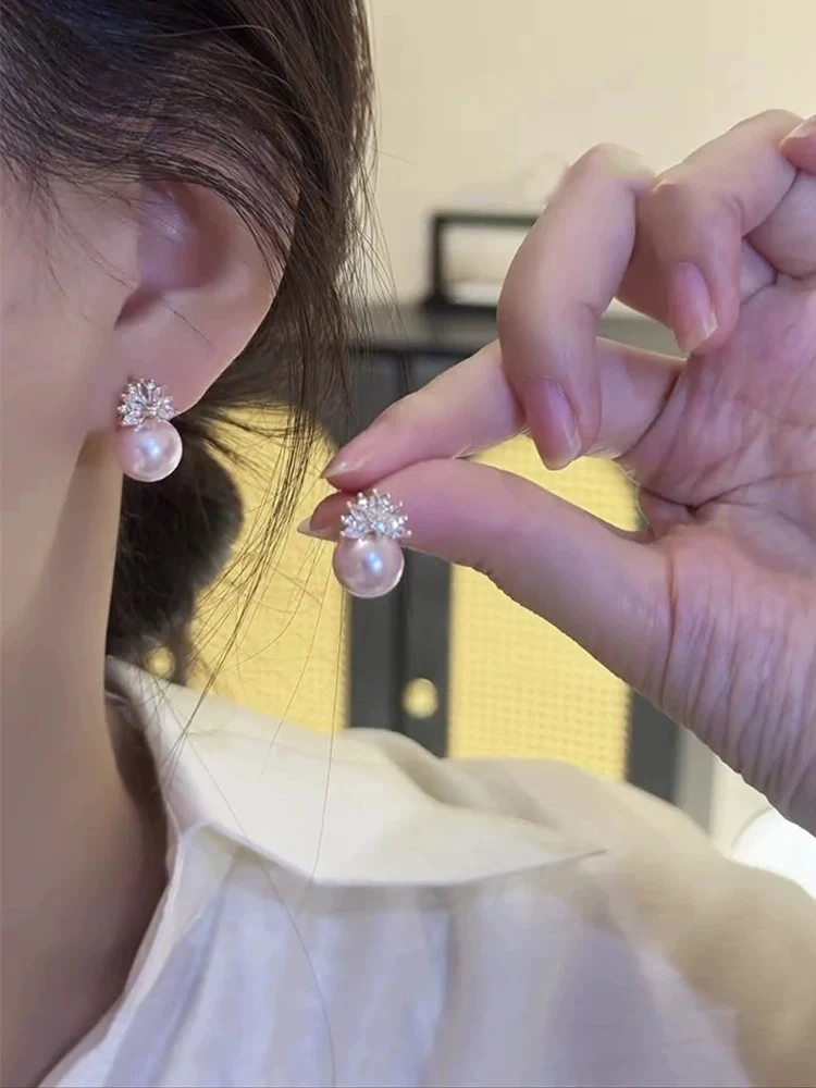 铜合金仿珍珠耳饰 ES-221新款洋气独特锆石珍珠百搭耳钉