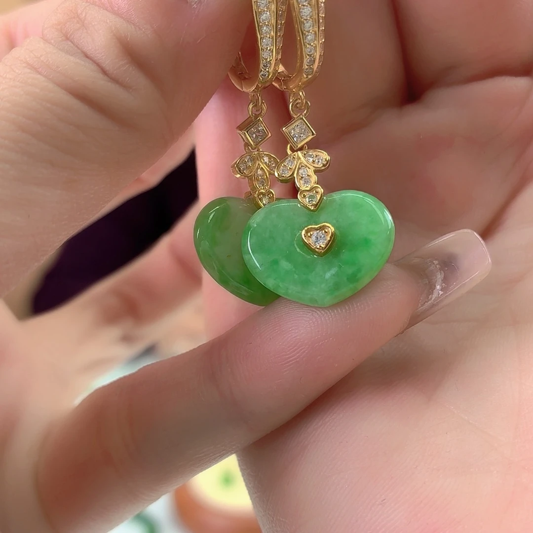 翡翠银S925镶嵌耳饰翡翠