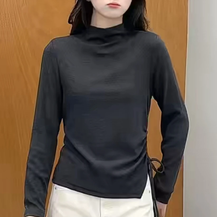 823洋气设计感不规则打底衫（衣长55左右）