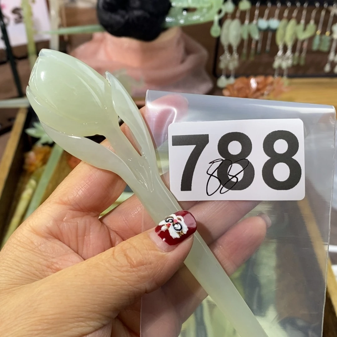 蛇纹石玉玉簪合金樱**漫