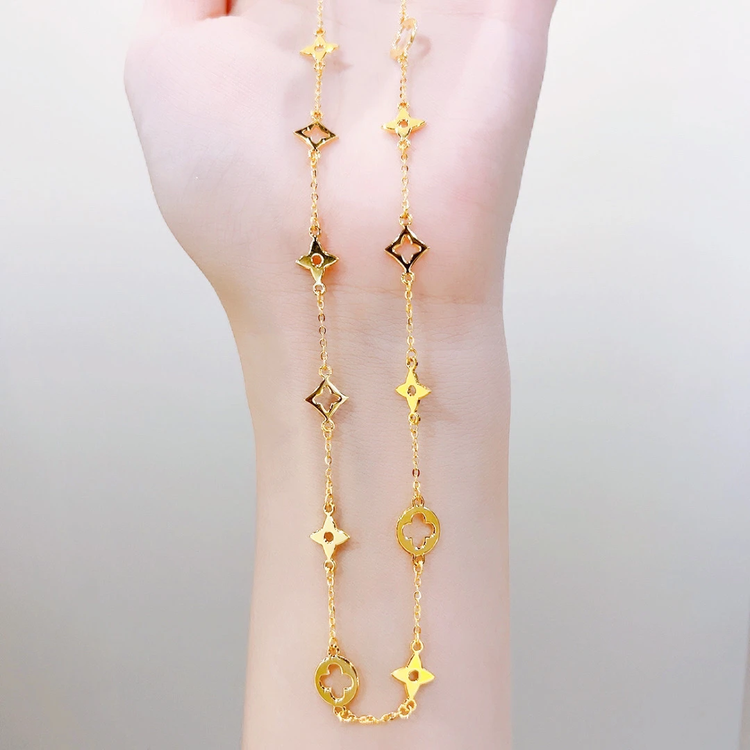 精品5G足金百搭款满圈老花项链00879