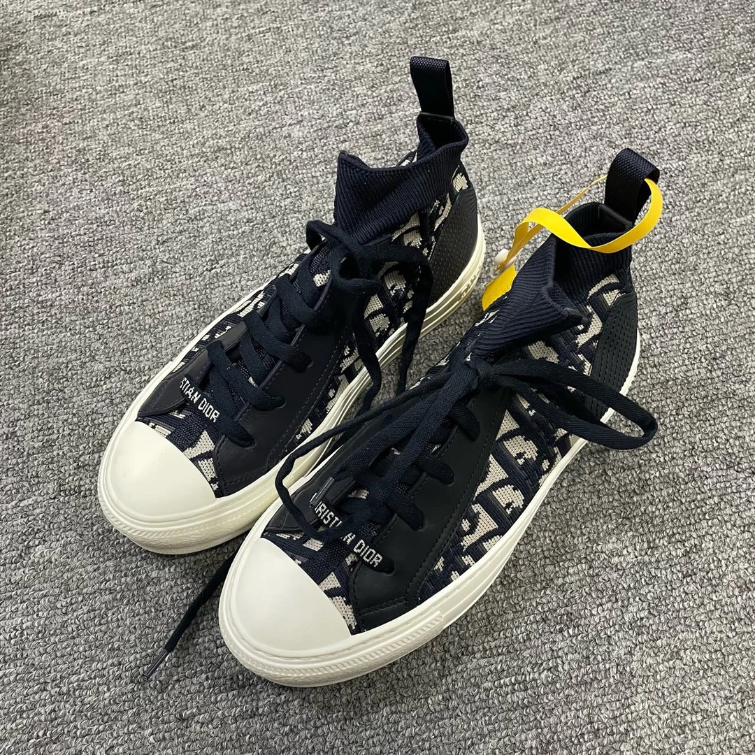 99新 DIOR/迪奥 Walk'n'Dior 针织拼接中帮时尚板鞋  35.5码/8731