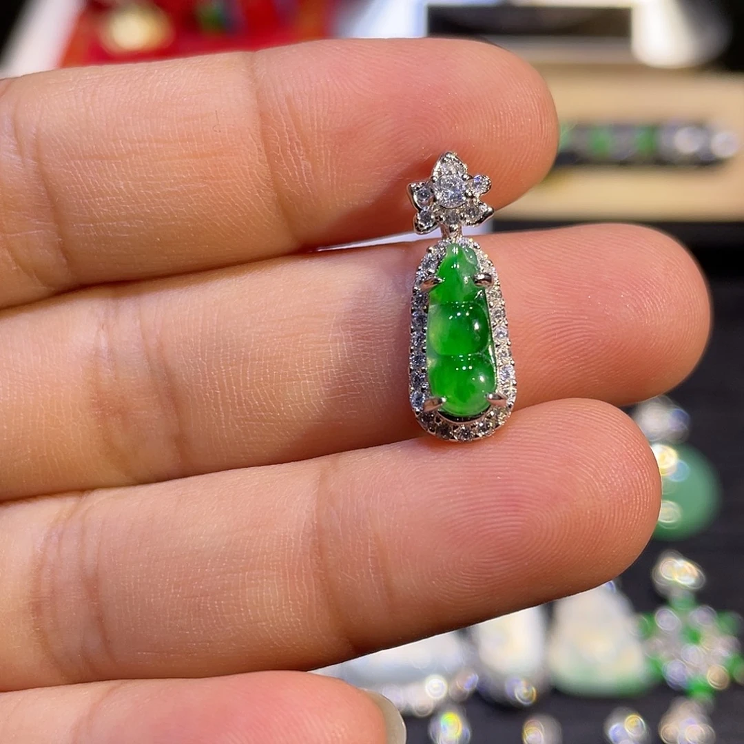 翡翠银S925镶嵌吊坠(不含链)