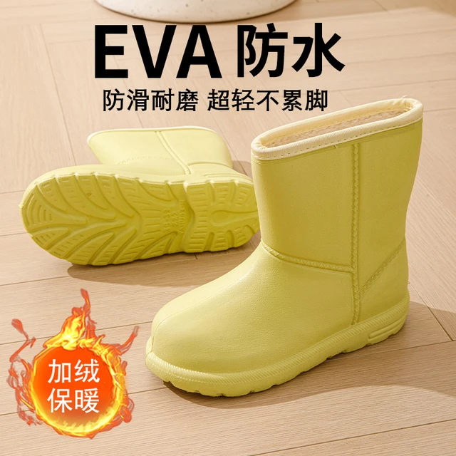 防水雪地靴女款2025新款冬季加绒雨靴防滑保暖棉靴子加厚雨鞋童儿
