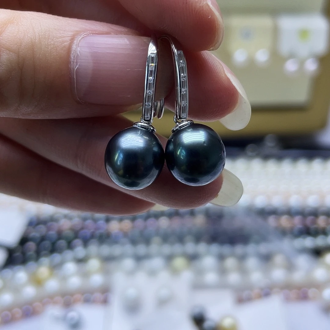 银S925镶嵌海水珍珠耳饰