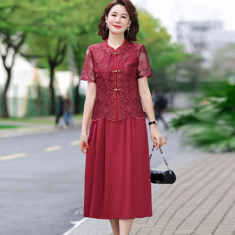 五一喜婆婆婚宴装2025新款结婚礼服套装妈妈平时40-50岁花色上衣