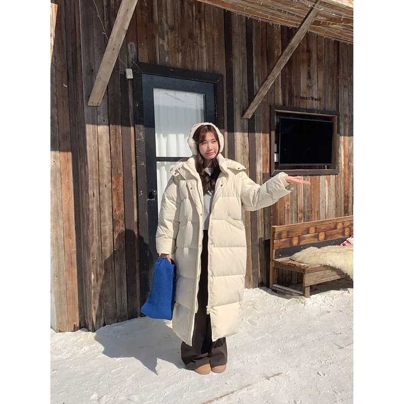 鹿十一【小土豆保命被子】冬季韩版90白鸭绒宽松加厚过膝长款保暖