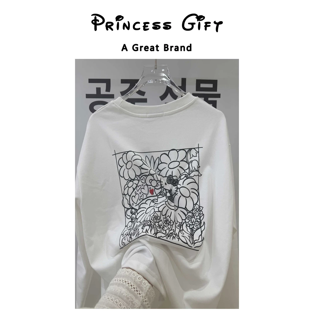 王北星【黑白】秋季韩系刺绣后背满印T恤ZZ-8680