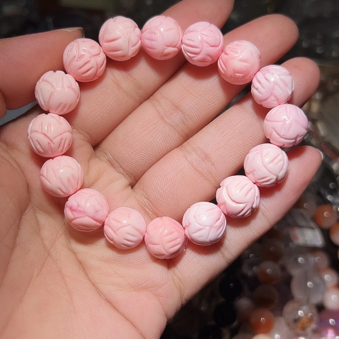 水晶手链未镶嵌粉莲花贝贝