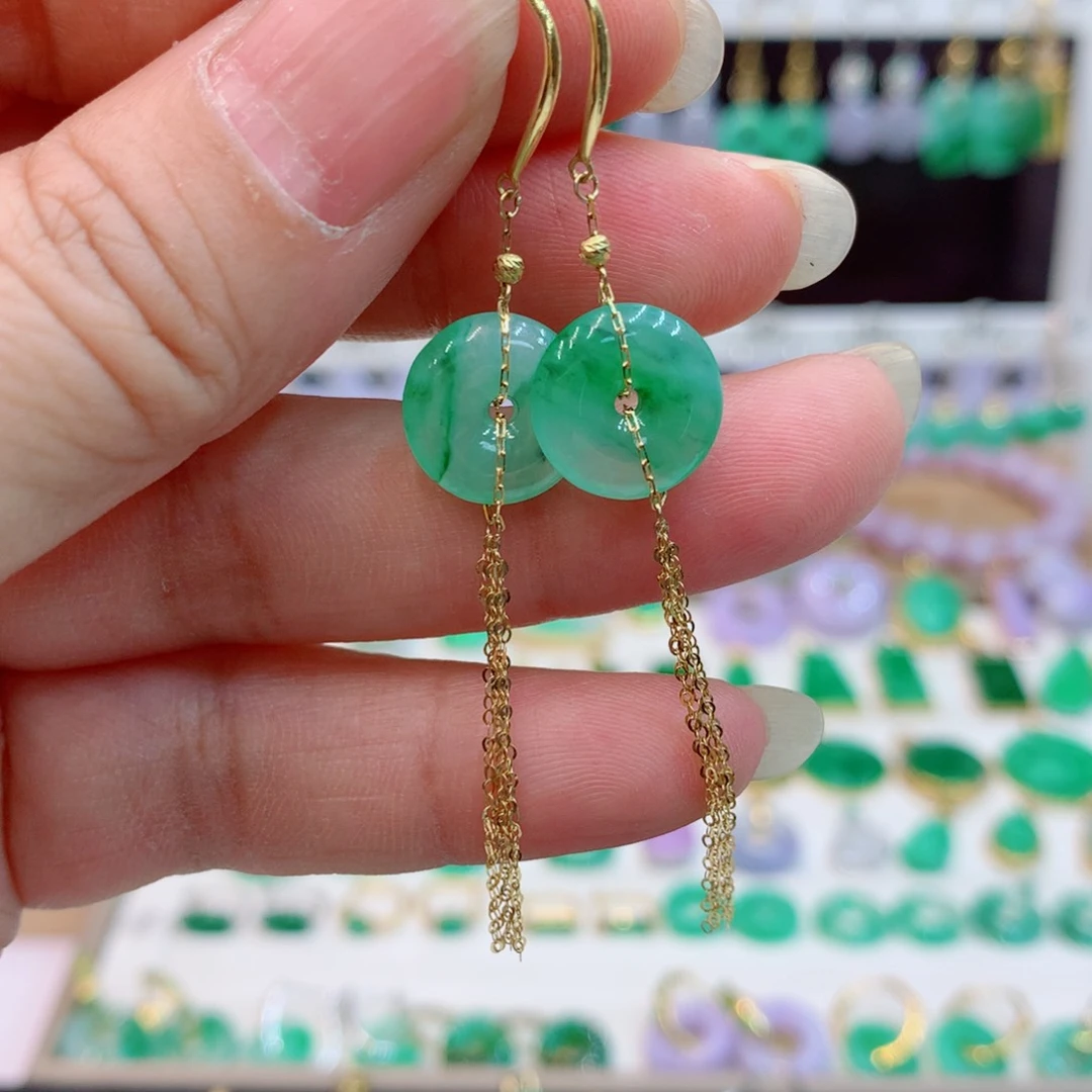 翡翠18K金镶嵌耳饰