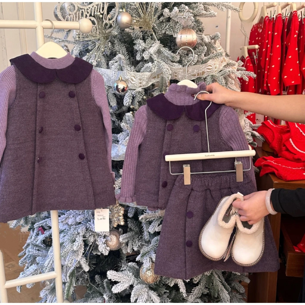 【Rainbow】2024冬款小香风呢子背心裙套装-68238