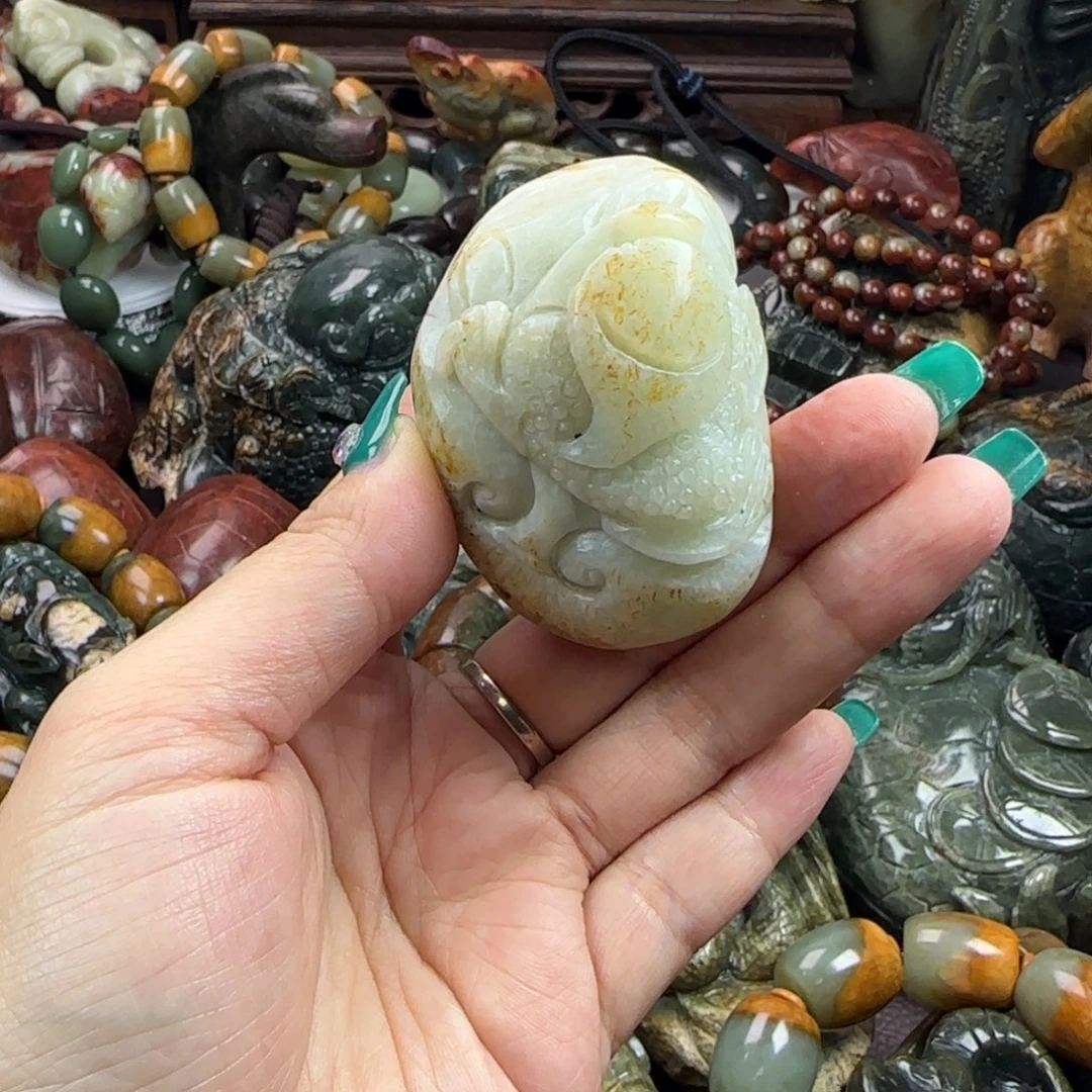 岫岩河磨玉（透闪石质玉）手把未镶嵌