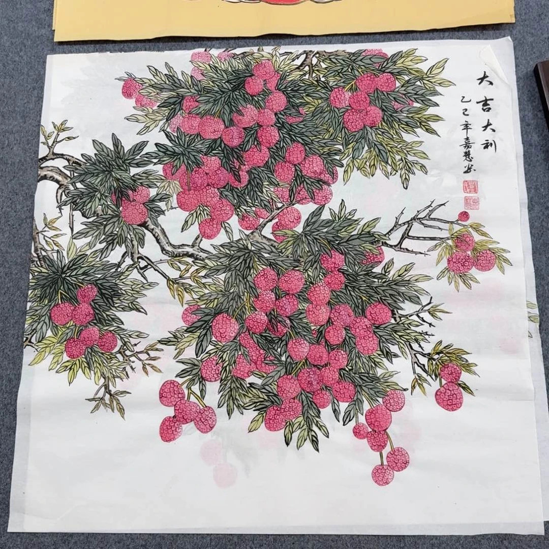 国画四尺斗方70X70纯手绘作品