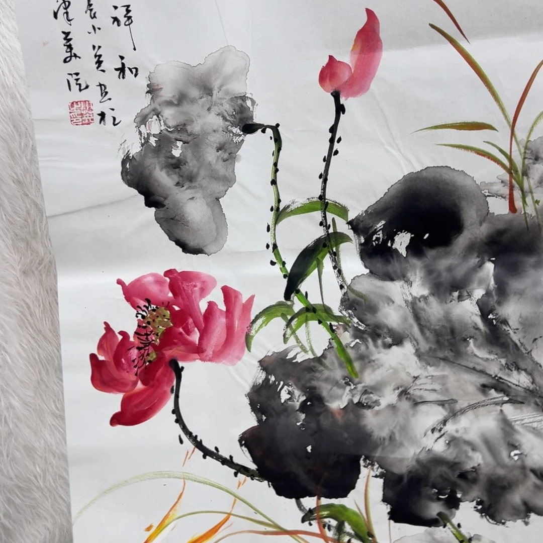 国画卖字画的小男孩