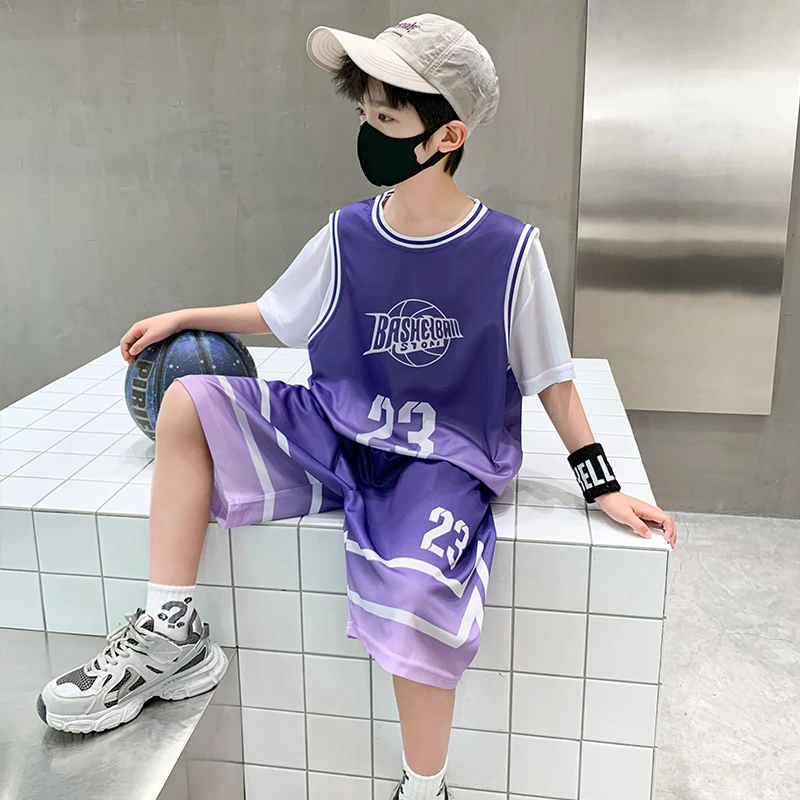 男童夏季篮球服套装2025新款夏装夏款酷帅气运动中大儿童短袖薄款