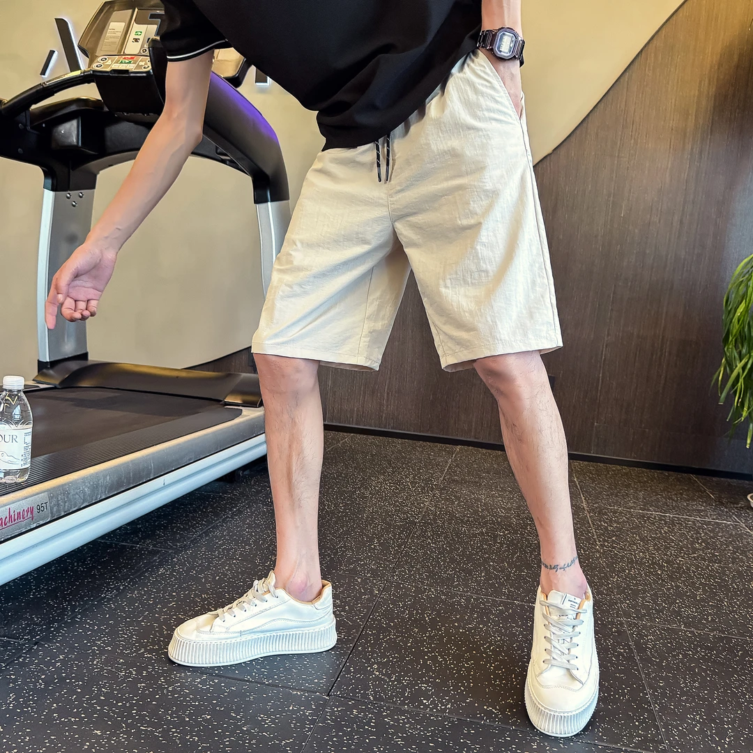 冰丝速干短裤男夏季薄款凉感透气直筒中裤休闲宽松潮流运动五分裤