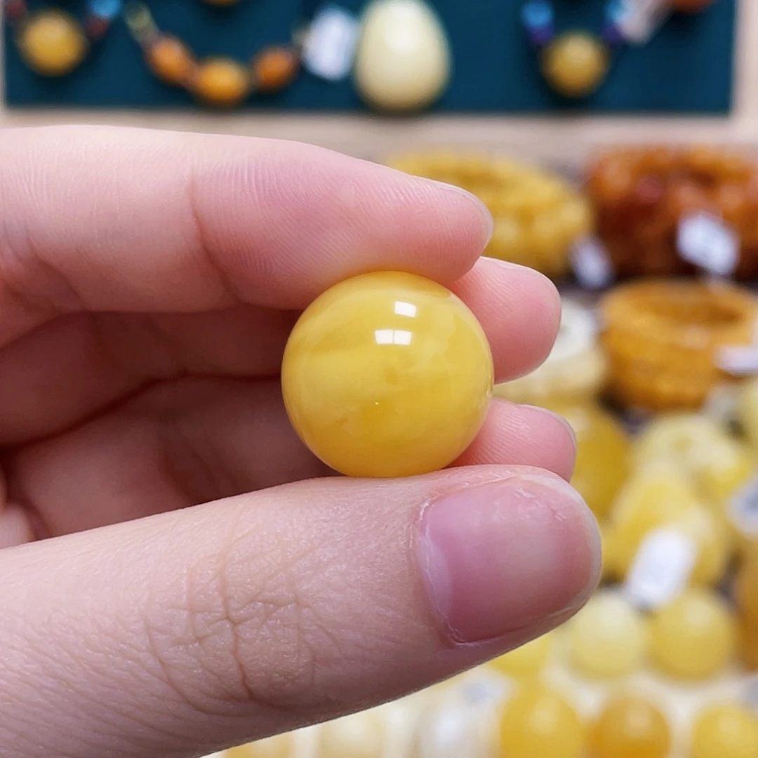 琥珀未镶嵌珠宝奇石16.5mm妖花圆珠