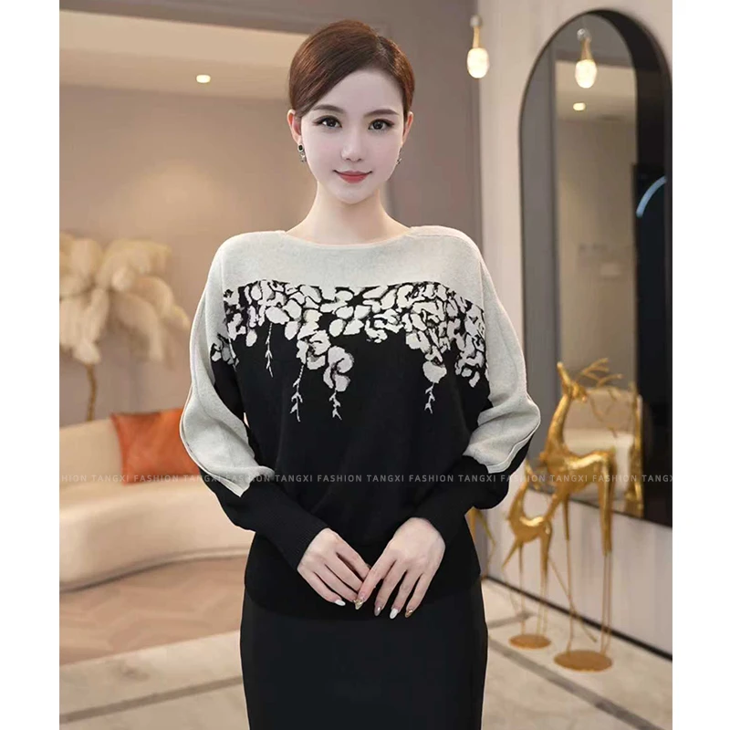 2025年秋冬新款【ZM-965JR】醋酸天丝羊毛黑白色拼色两穿针织毛衣女