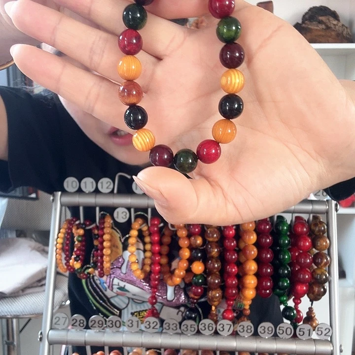 松木固化款琥珀木手串1.0多宝女款