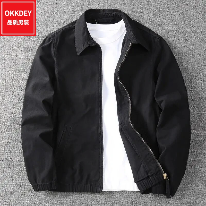 男生衣服高级感美式休闲翻领夹克秋季新款男生潮流户外百搭外套