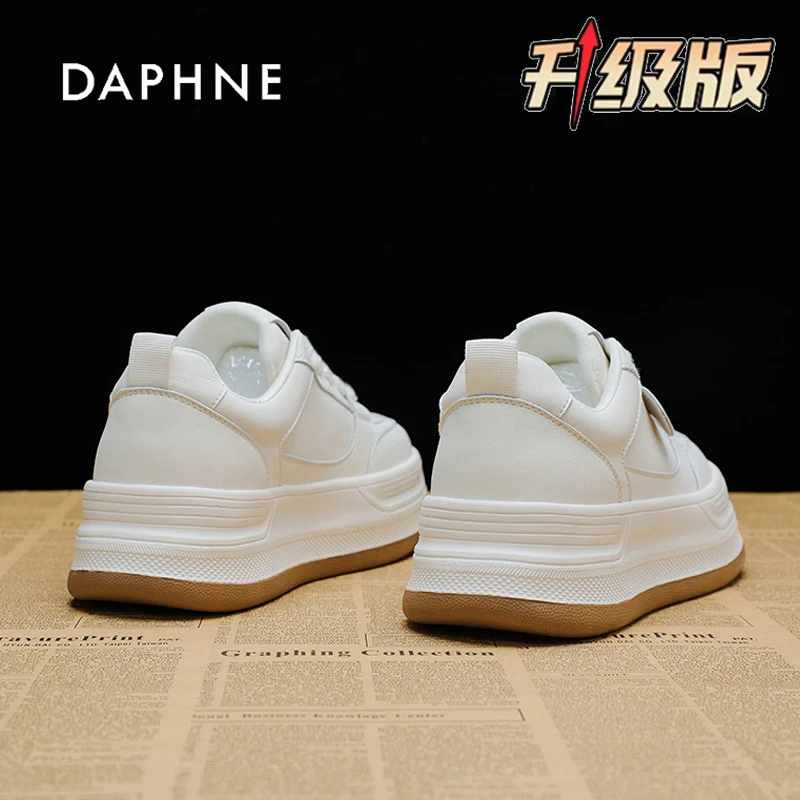 达芙妮真皮厚底小白鞋女2025春季新款百搭增高运动休闲板鞋时尚