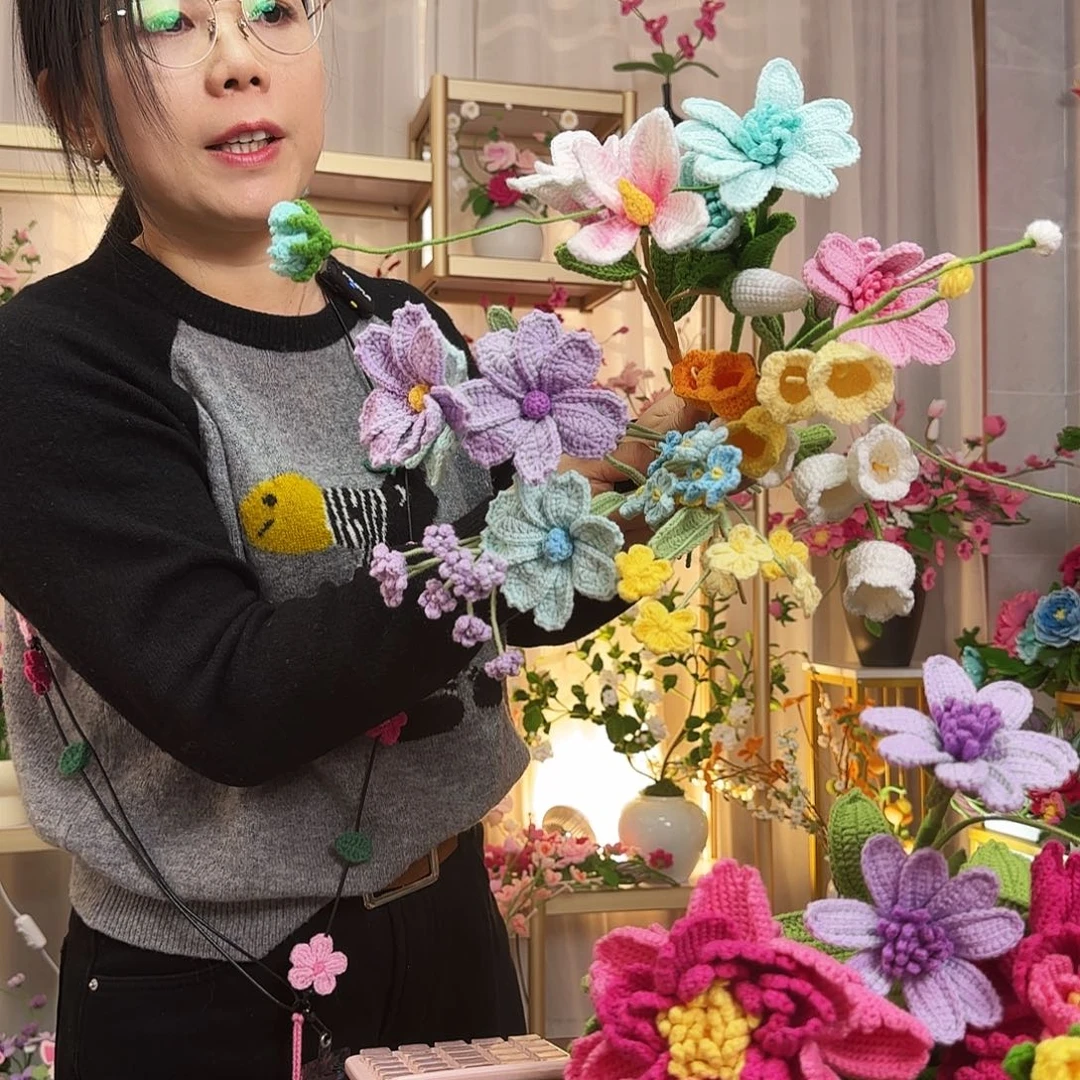纯手工钩织手工钩织设计花束