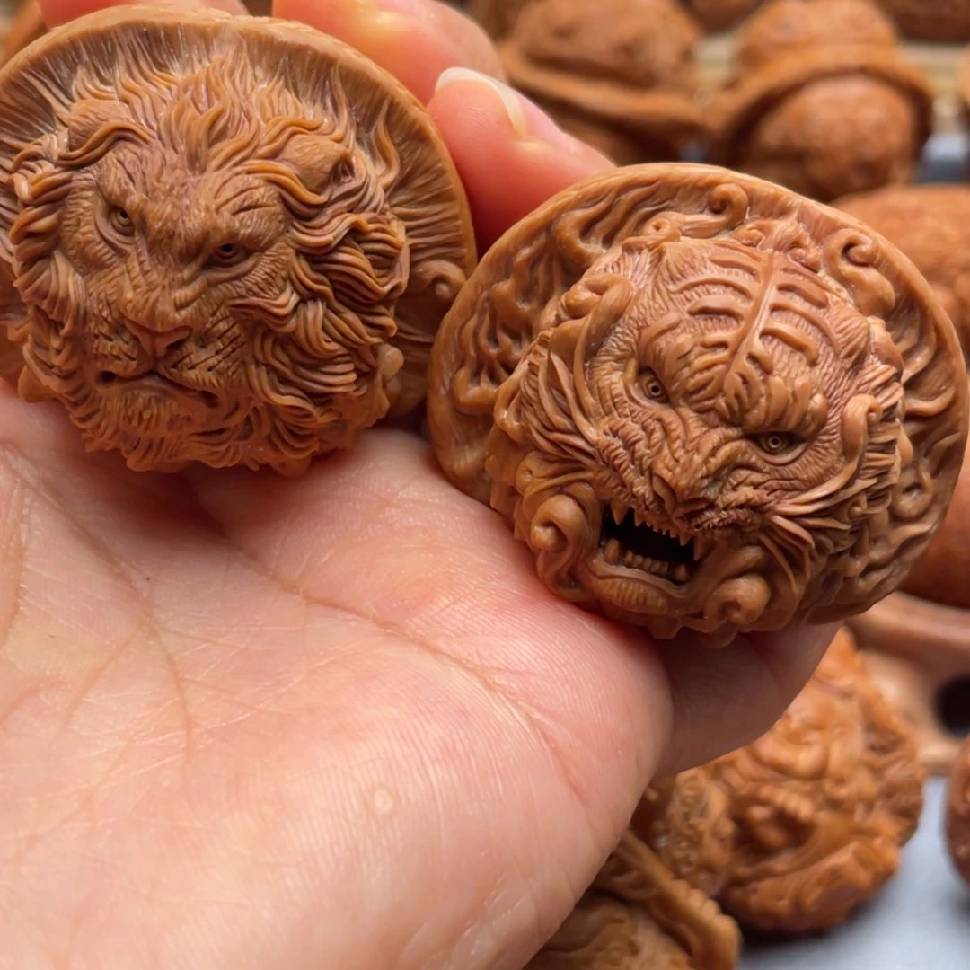 手串/手链核桃玺*轩狮虎白狮子核桃雕刻