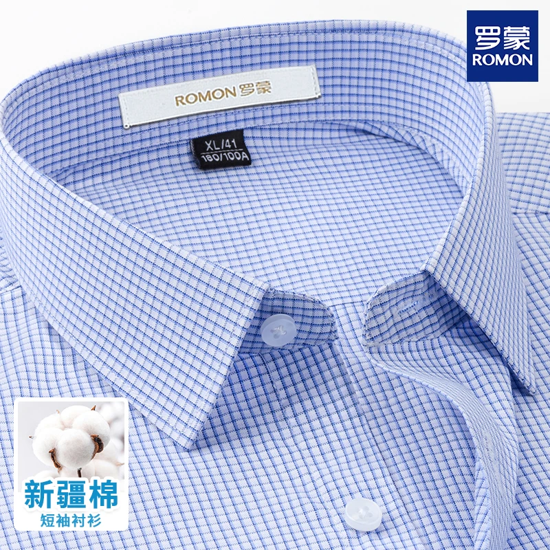 罗蒙正品短袖衬衫气场强大夏季男痞帅高级感商务中年外套休闲衬衣