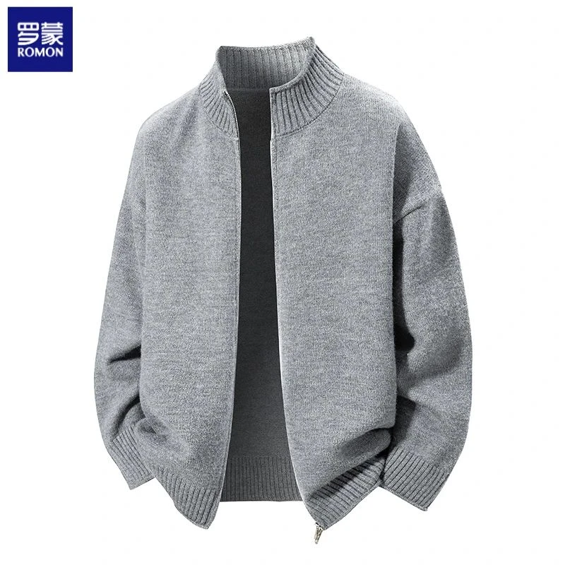 罗蒙针织开衫毛衣春秋外套男款爆款2025新款百搭立领外套男款春秋