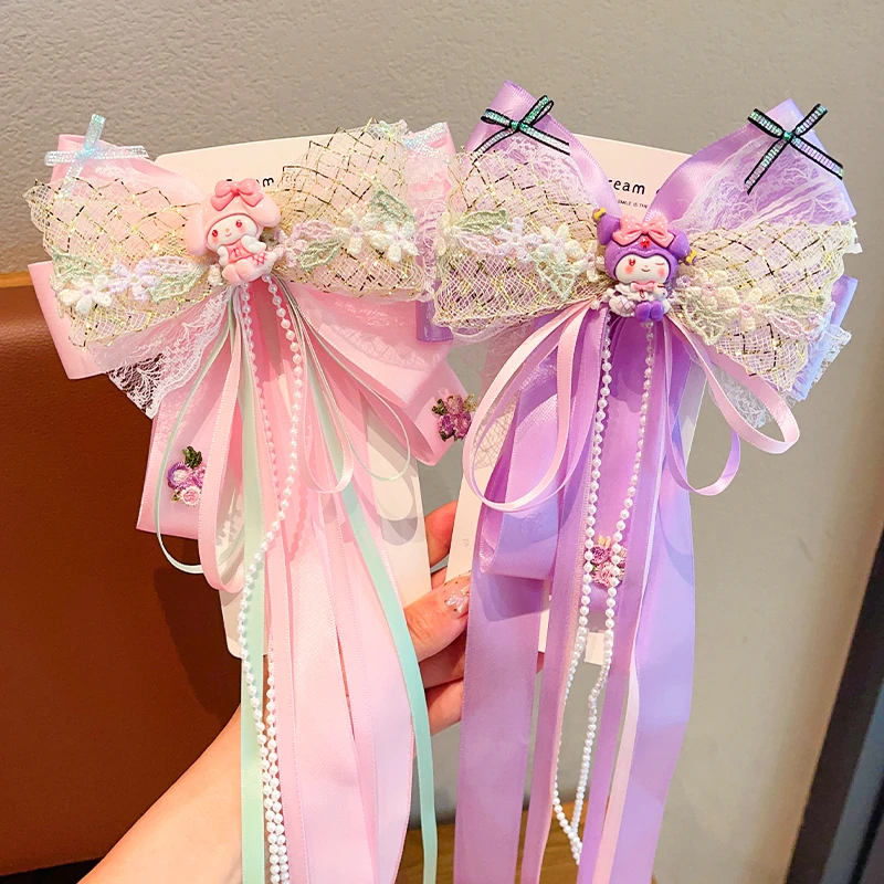 儿童库洛米飘带发夹女童公主蝴蝶结头饰宝宝夏季甜美卡通发卡头饰